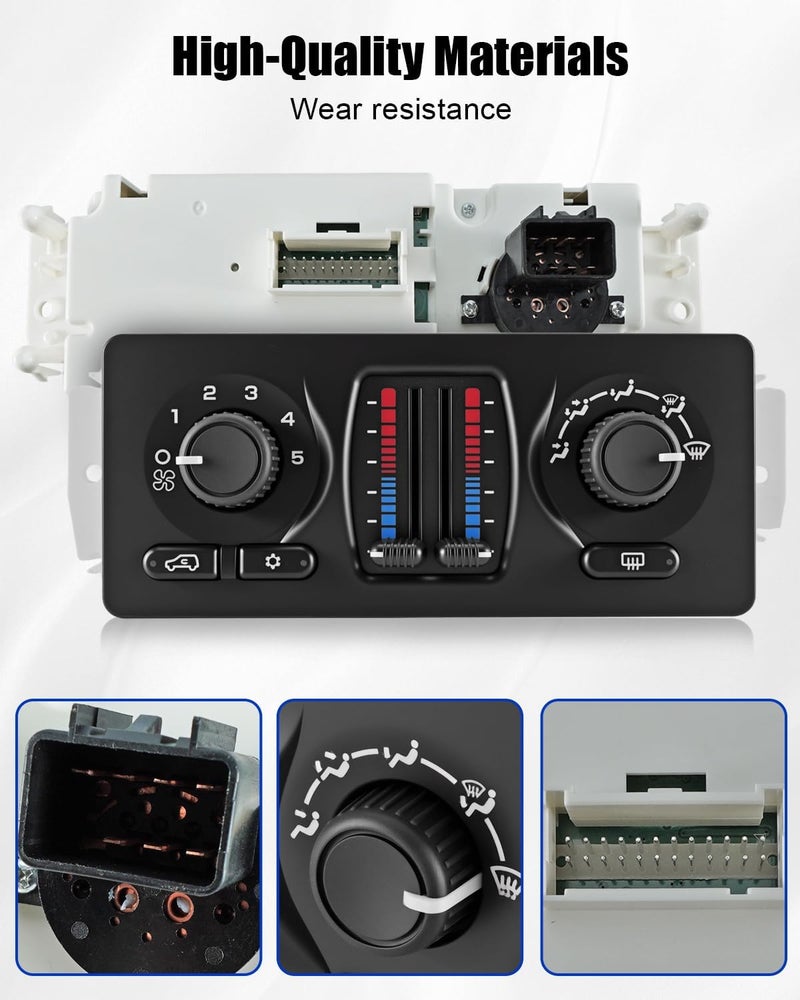 TIKSCIENCE 599-210XD Climate Control Module Fit for Chevy Silverado Trailblazer Avalanche Tahoe GMC Envoy Sierra Yukon Cadillac Escalade, AC Heater HVAC Panel Switch with Manual A/C Controls - Image 2